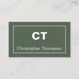 Einfache moderne Alpengrüne Minimalistische Monogr Visitenkarte