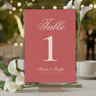 Einfache moderne Alt-Geld-Rose Hochzeit Tischnummer