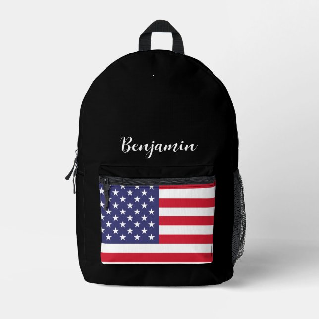 Einfache moderne amerikanische usa Flag National 4 Bedruckter Rucksack (Vorderseite)