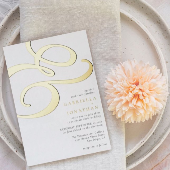 Einfache moderne Ampere und Hochzeit von Black Gol Folieneinladung (Von Creator hochgeladen)