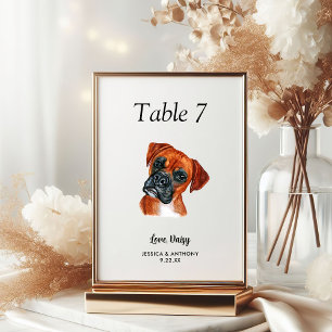 Einfache moderne Aquarell-Hund-Hochzeit  Tischnummer