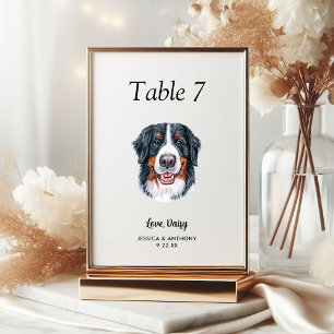 Einfache moderne Aquarell-Hunde-Hochzeit  Tischnummer