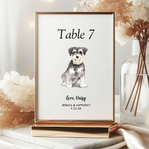 Einfache moderne Aquarell-Hunde-Hochzeit  Tischnummer