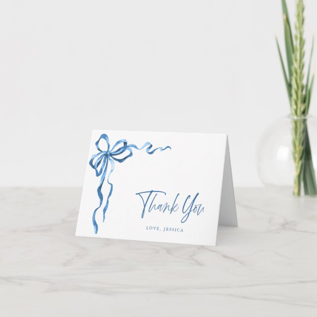 Einfache moderne Aquarellfarbe Blauer Handgezeichn Dankeskarte (Vorderseite)