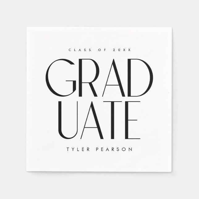Einfache moderne Art White Graduation Party Napkin Serviette (Vorderseite)