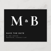 Einfache moderne B/W-Monogramm Save the Date