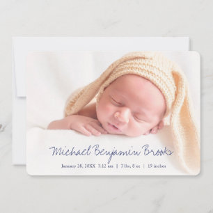 Einfache moderne Baby-Foto-Geburt Ankündigung