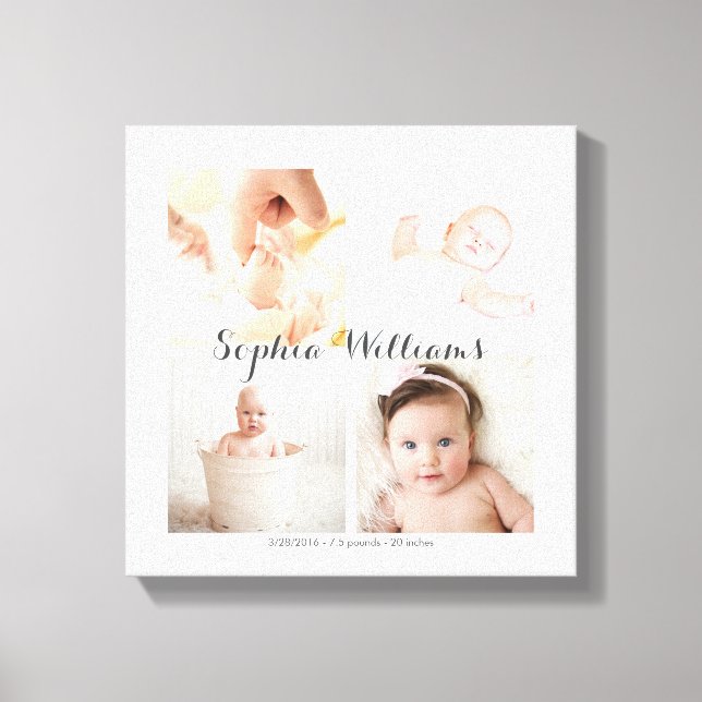 Einfache, moderne Baby-Kinderzimmer-Collage für 4  Leinwanddruck (Vorderseite)