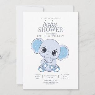 Einfache moderne Babyparty mit Elefant Einladung
