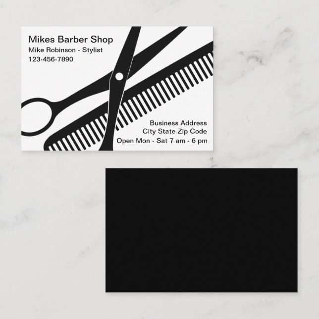 Einfache, moderne Barber Shop Business Card Visitenkarte (Vorne/Hinten)
