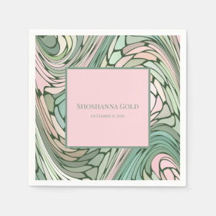 Einfache moderne Bat Mitzvah Rosa und Grün Serviette