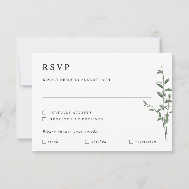 Einfache moderne Baumzweig Botanische Hochzeit RSV RSVP Karte (Vorderseite)