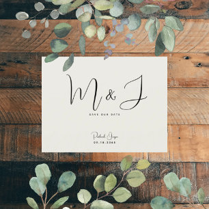 Einfache moderne Beige Hochzeit rettet das Datum Postkarte