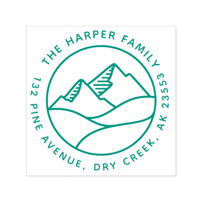 Einfache, moderne Berglandschaft - Familienadresse Permastempel (Design)