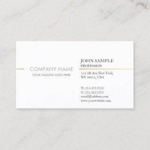 Einfache moderne Berufliche Elegant White Gold Visitenkarte