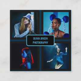 Einfache moderne Berufliche Fotografin mit 4 Fotos Quadratische Visitenkarte