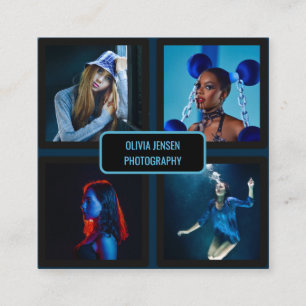 Einfache moderne Berufliche Fotografin mit 4 Fotos Quadratische Visitenkarte