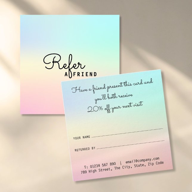 Einfache moderne Berufliche Pastel Shades Empfehlungskarte (Simple Modern Professional Pastel Shades Referral Card)