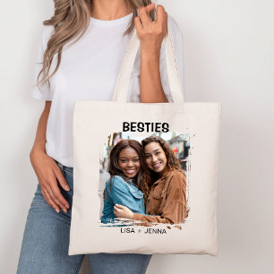 Einfache moderne Besties Best Friends Foto Tragetasche