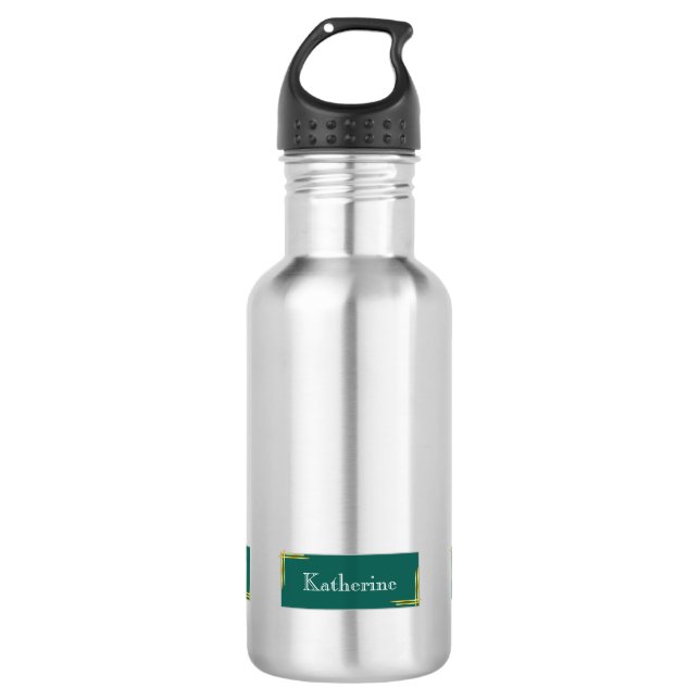 Einfache moderne Bezeichnung Grün Edelstahlflasche (Vorderseite)