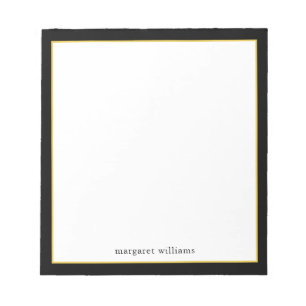Einfache, moderne Black Gold Border Personalisiert Notizblock