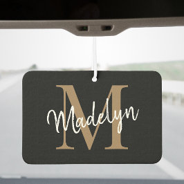 Einfache moderne Black Gold Monogram Chic Script N Autolufterfrischer
