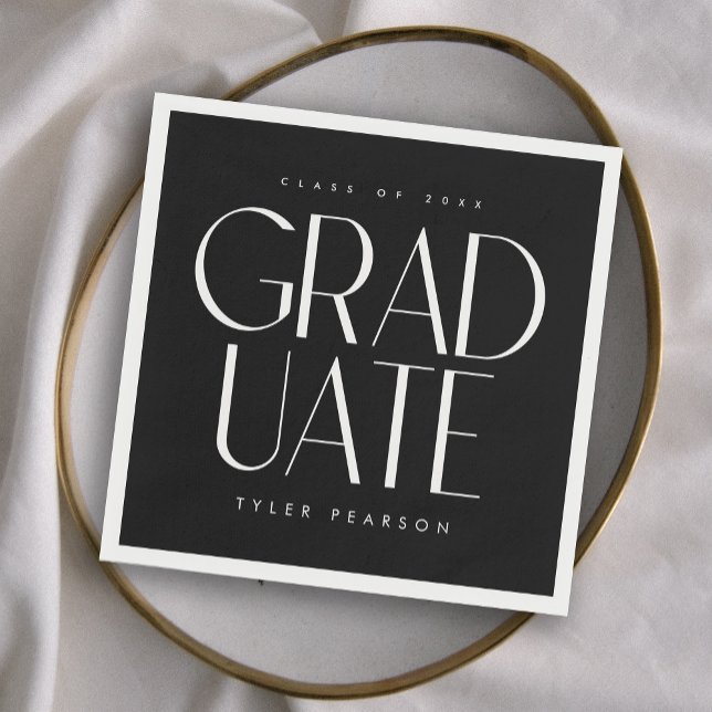Einfache moderne Black Graduation Party Napkins Serviette (Von Creator hochgeladen)