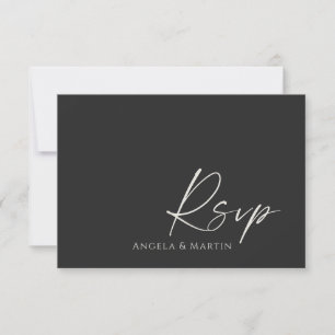 Einfache moderne Black Ivory Wedding RSVP Card Karte
