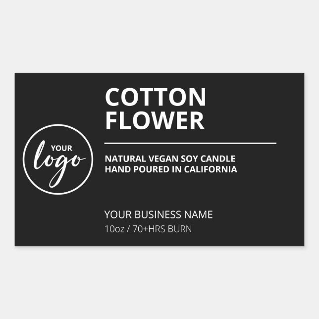 Einfache moderne Black Soy-Kerzen-Labels Rechteckiger Aufkleber (Vorderseite)