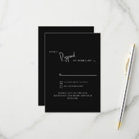 Einfache moderne Black Wedding RSVP