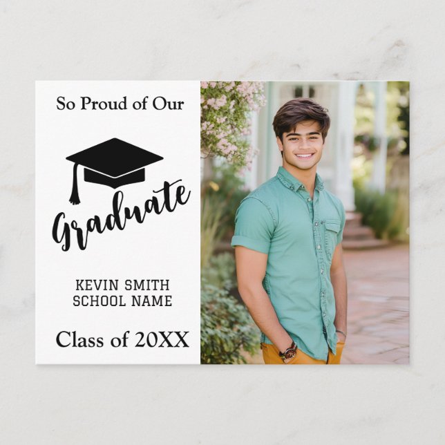 EINFACHE MODERNE BLACK & WHITE Ankündigung Postkar (Vorderseite)