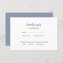 Einfache, moderne, blaue Hochzeit RSVP Einladung
