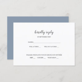 Einfache, moderne, blaue Hochzeit RSVP Einladung