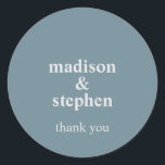 Einfache moderne, blaue Hochzeit Runder Aufkleber<br><div class="desc">Einfache moderne Dusty Blue Wedding Suite Vorlage bereit für Sie zu personalisieren.</div>