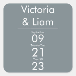 Einfache, moderne blaue Hochzeitsplattform Quadratischer Aufkleber