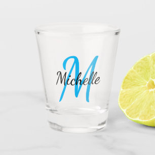 Einfache moderne Blaue Mit Monogramm Bezeichnung + Schnapsglas