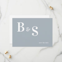 Einfache, moderne, blaue Monogramm QR Save the Dat