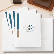 Einfache moderne Blue Gold Monogram