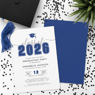 Einfache moderne Blue Graduation Party Einladung