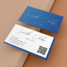 Einfache moderne Blue Handschriftlich-QR-Code