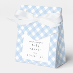 Einfache moderne Blue Kariert Bow Baby Dusche Geschenkschachtel