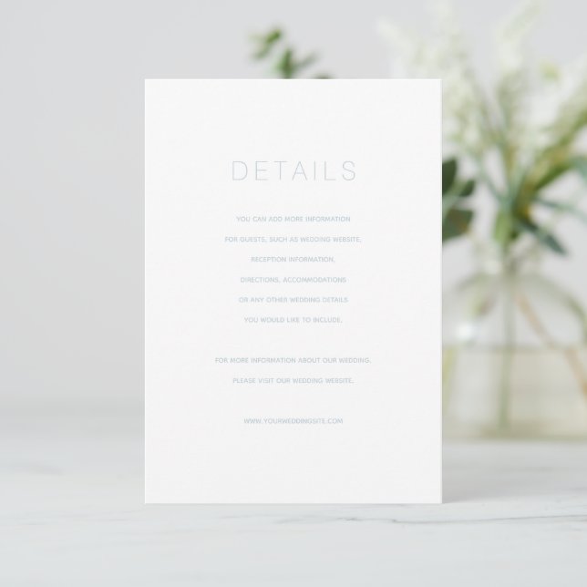 Einfache moderne Blue Wedding Card Einladung (Stehend Vorderseite)
