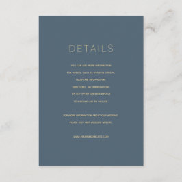 Einfache moderne Blue Wedding Details Card Begleitkarte