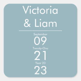 Einfache, moderne Blue Wedding Quadratischer Aufkleber