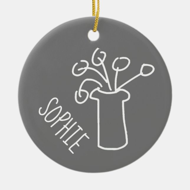 Einfache moderne Blume weiß Keramik Ornament (Vorne)