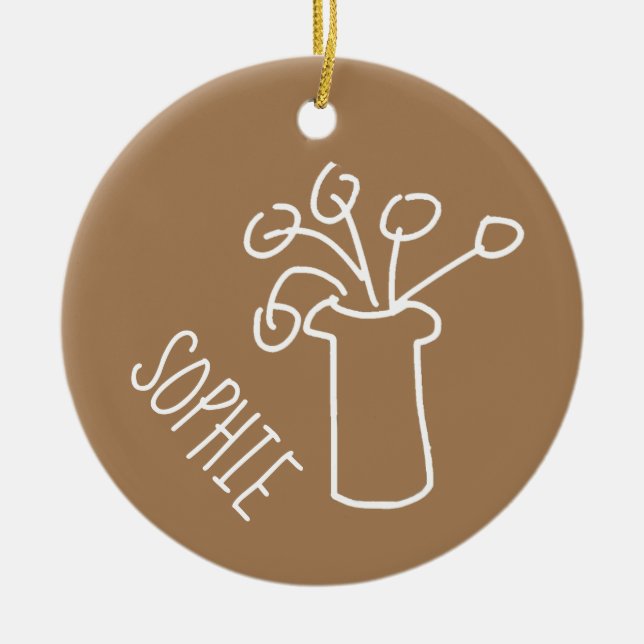 Einfache moderne Blume weiß Keramik Ornament (Vorne)