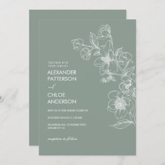 Einfache moderne Blumenhochzeit Einladung