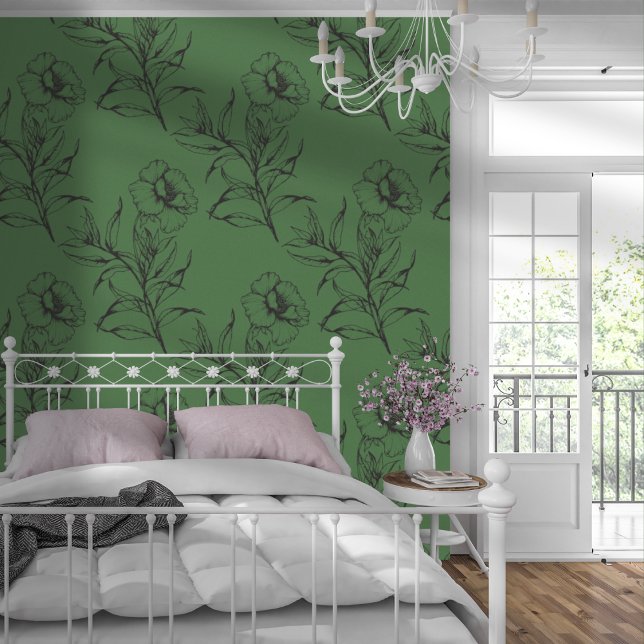 Einfache Moderne Blumenmuster Olive Green Tapete (Von Creator hochgeladen)