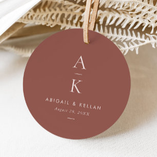 Einfache moderne Blush Brown Monogram Wedding Geschenkanhänger