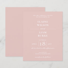 Einfache, moderne Blush Hochzeitseinladung